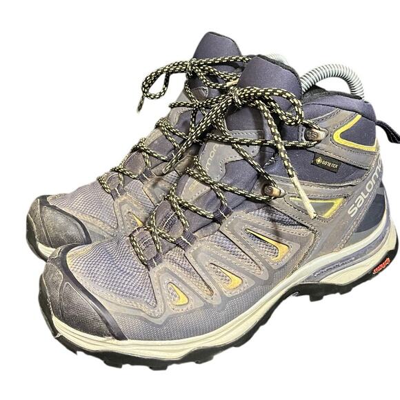 Salomon X Ultra 3 Mid Gore-Tex Ankle Boots Womens 6 Blue Waterproof Hiking Shoes - Picture 1 of 8